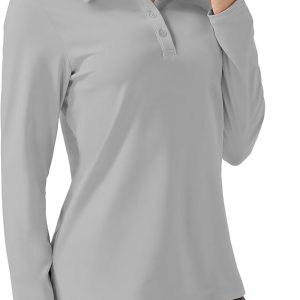 Women Long Sleeve Polo Shirt Golf Sport Top Athletic Sportswear Tennis Activewear