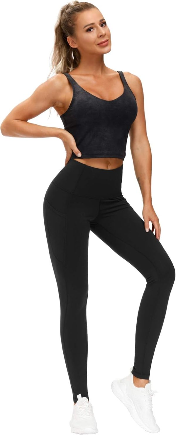 Thick High Waist Yoga Pants with Pockets, Tummy Control Workout Running Yoga Leggings for Women - Image 5
